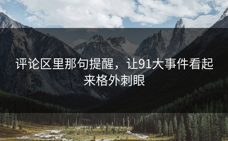 评论区里那句提醒，让91大事件看起来格外刺眼