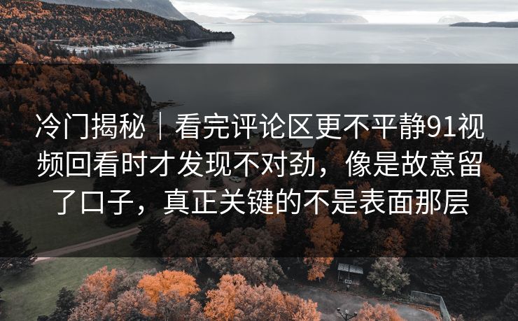 冷门揭秘｜看完评论区更不平静91视频回看时才发现不对劲，像是故意留了口子，真正关键的不是表面那层