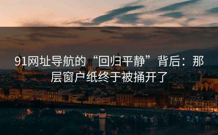 91网址导航的“回归平静”背后：那层窗户纸终于被捅开了