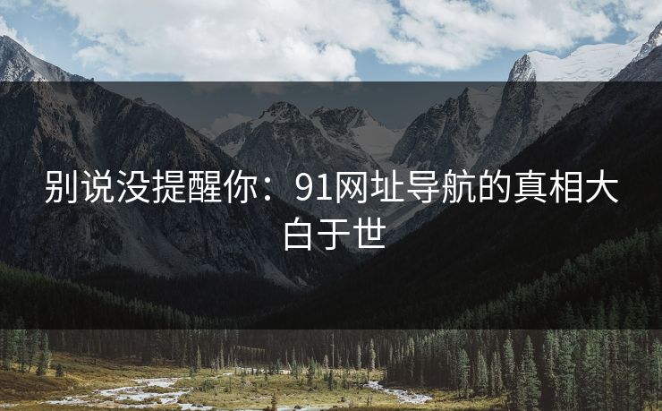 别说没提醒你：91网址导航的真相大白于世